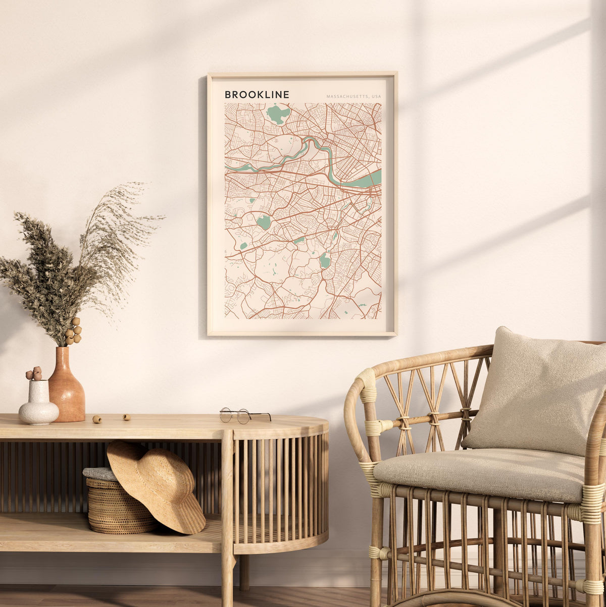 brookline, massachusetts map poster - image 3