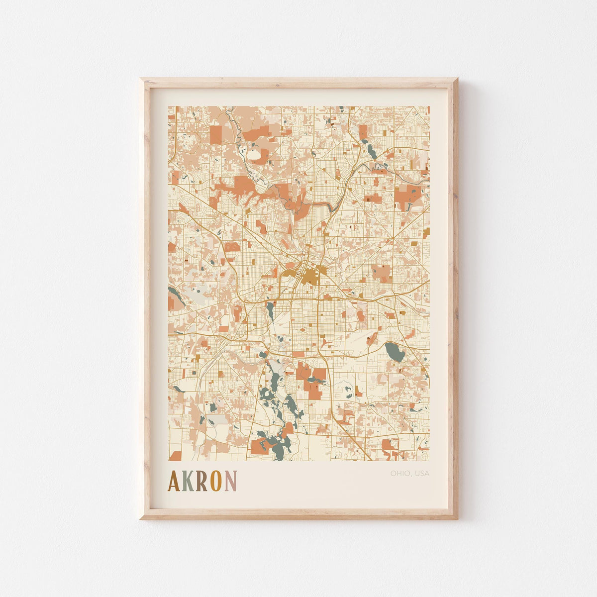 akron, ohio map poster - image 1