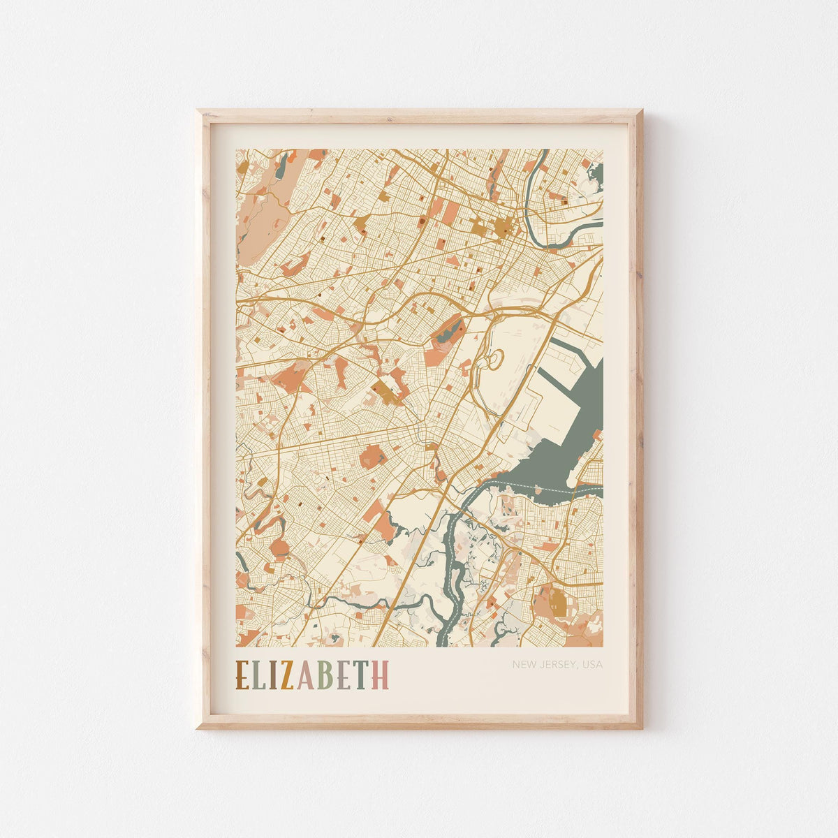 elizabeth, new jersey map poster - image 1