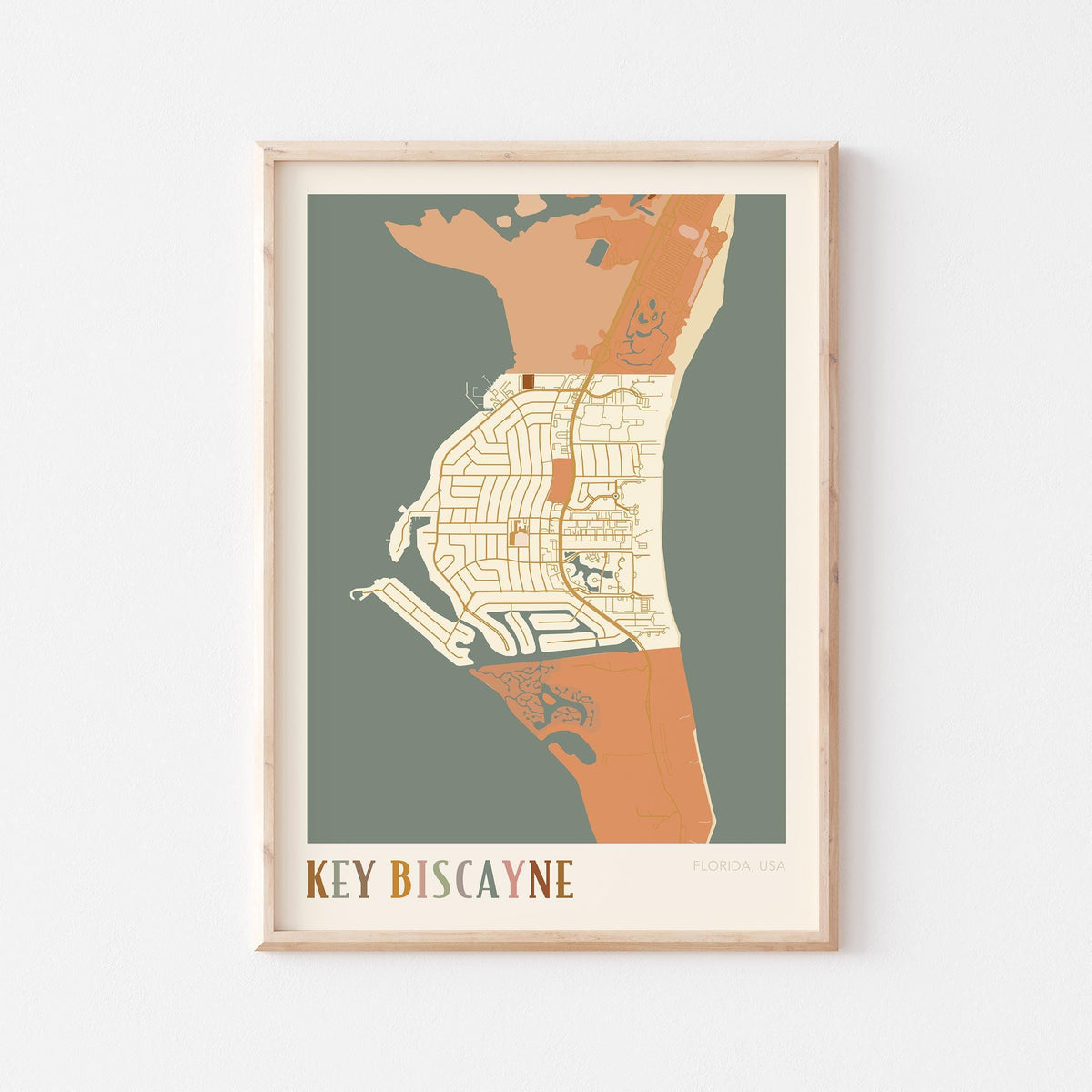 key biscane, florida map poster - image 1