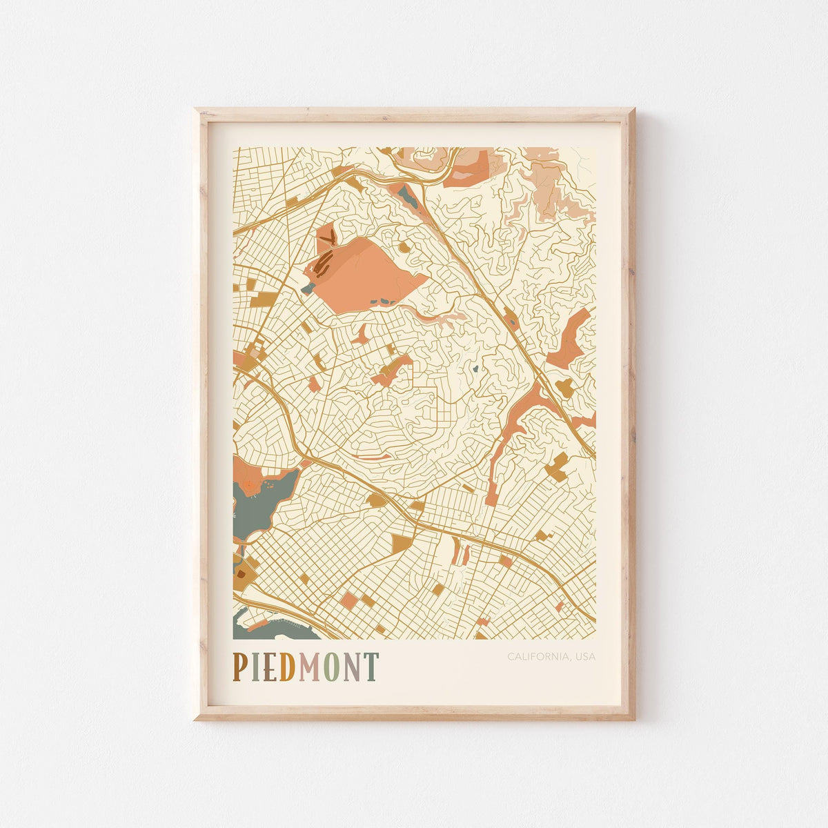 piedmont, california map poster - image 1