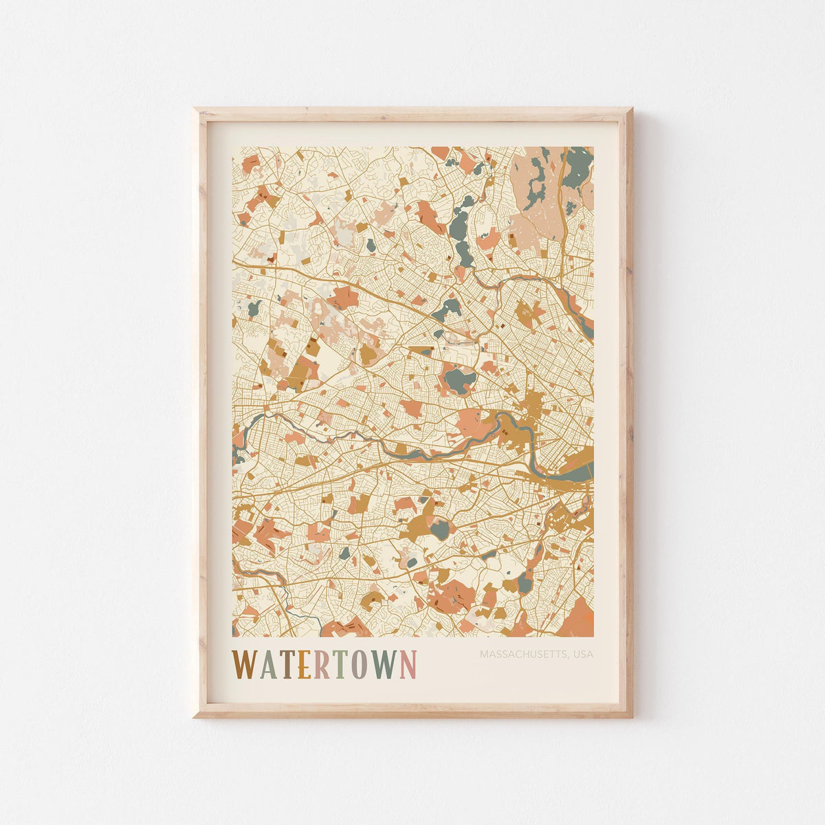 watertown, massachusetts map poster - image 1