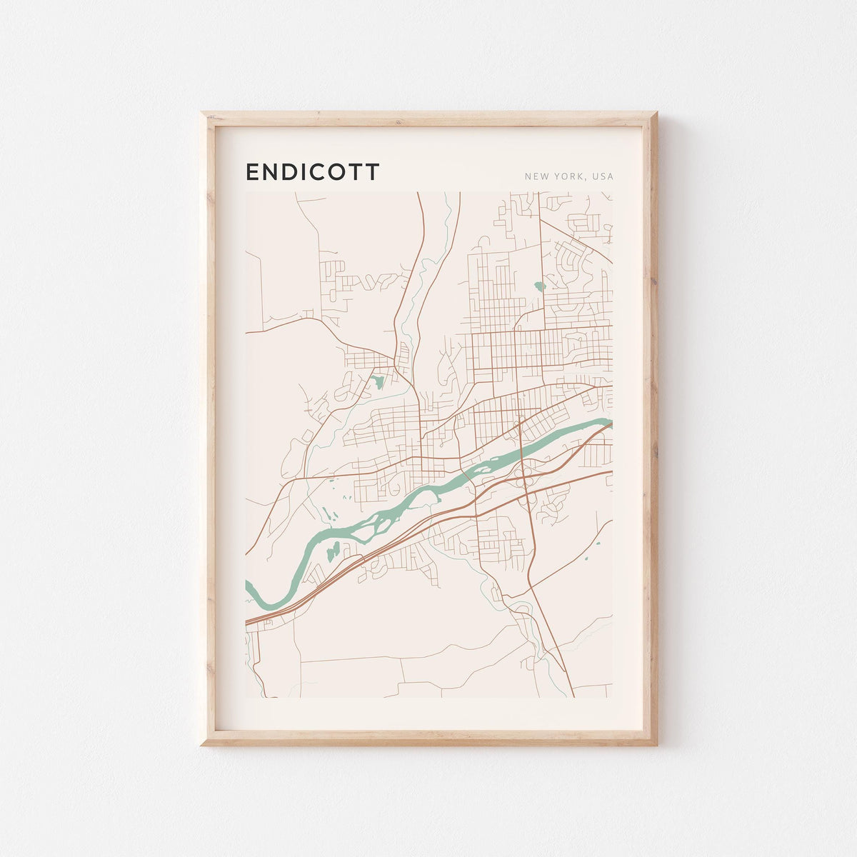 endicott, new york map poster - image 1