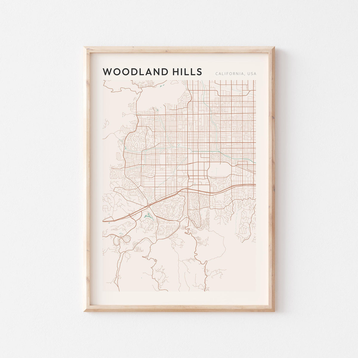 woodland hills, california map poster - image 1