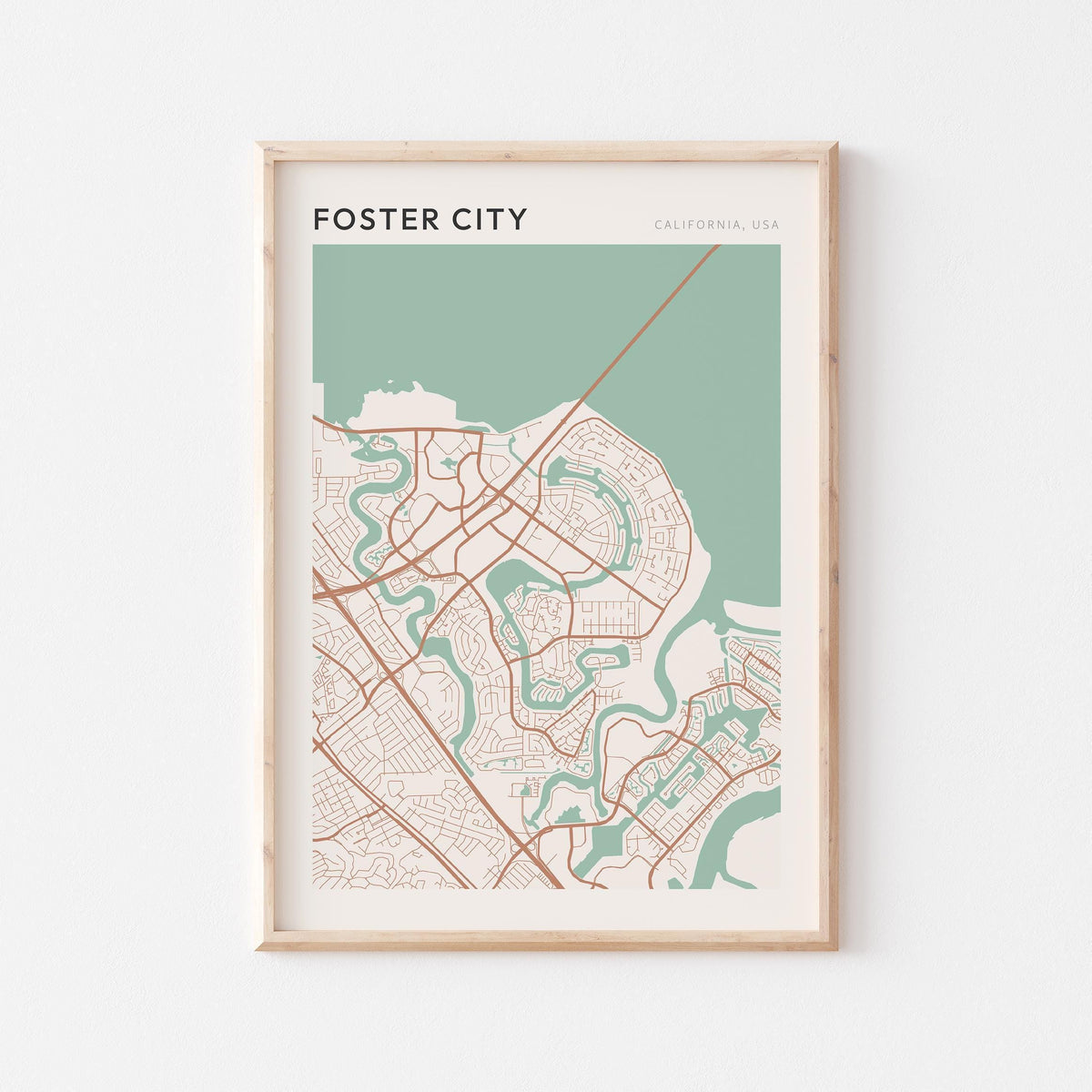 foster city, california map poster - image 1
