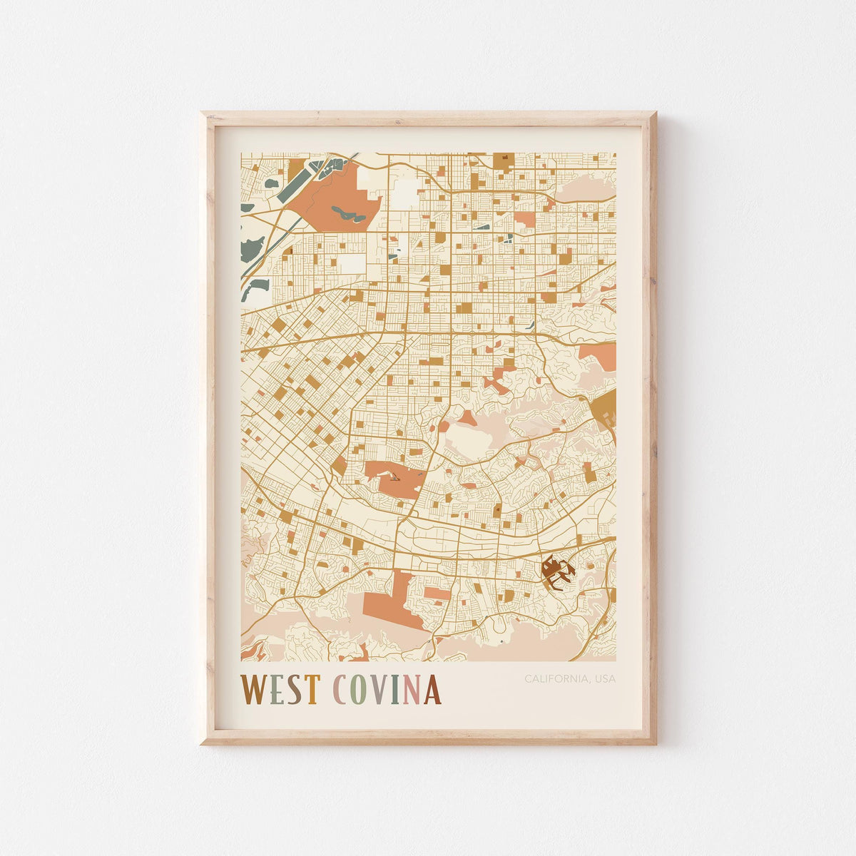 west covina, california map poster - image 1