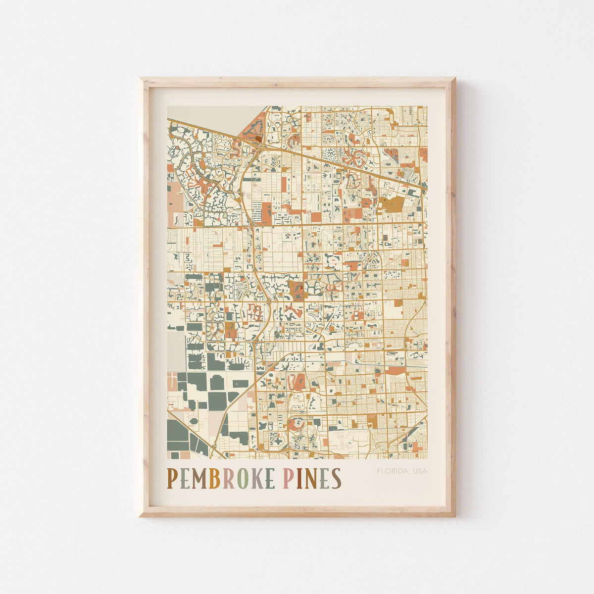 pembroke pines, florida map poster - image 1