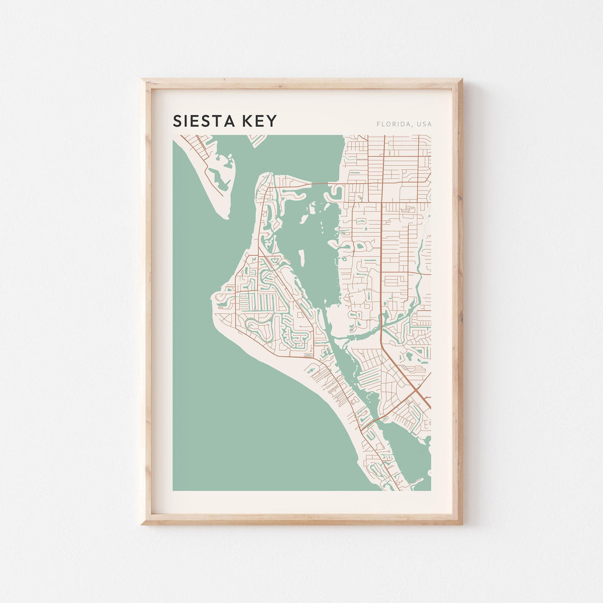 siesta key, florida map poster - image 1