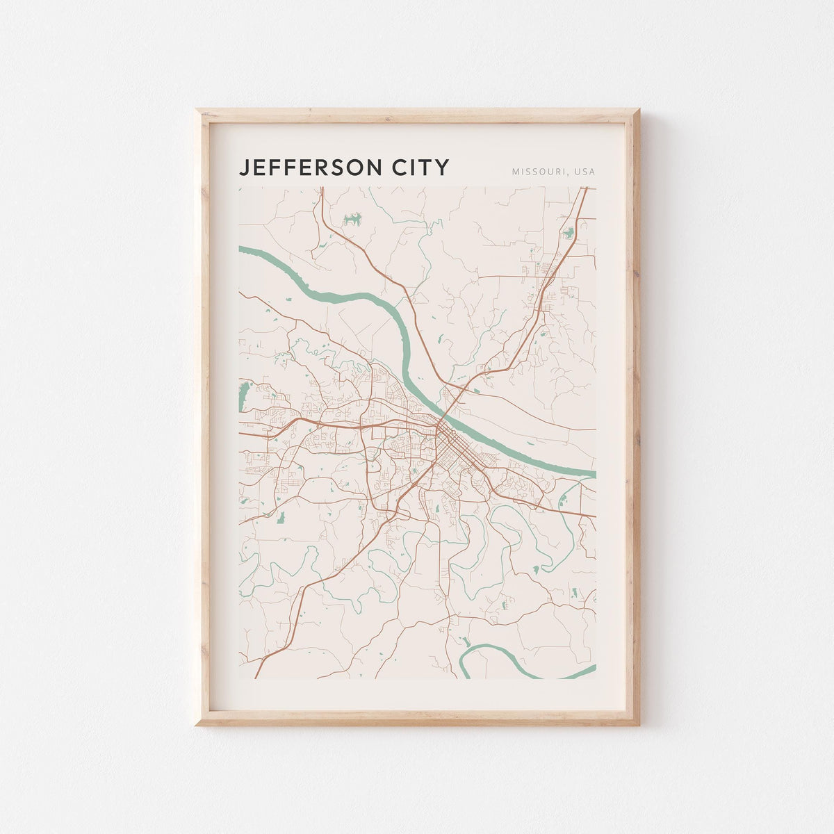 jefferson city, missouri map poster - image 1