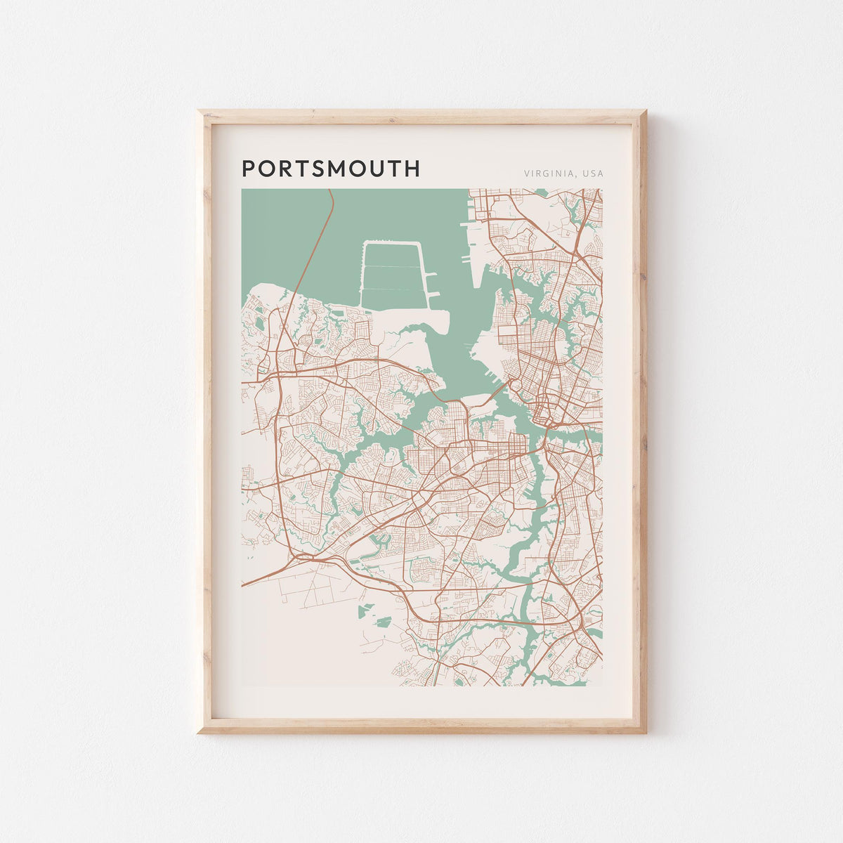 portsmouth, virginia map poster - image 1