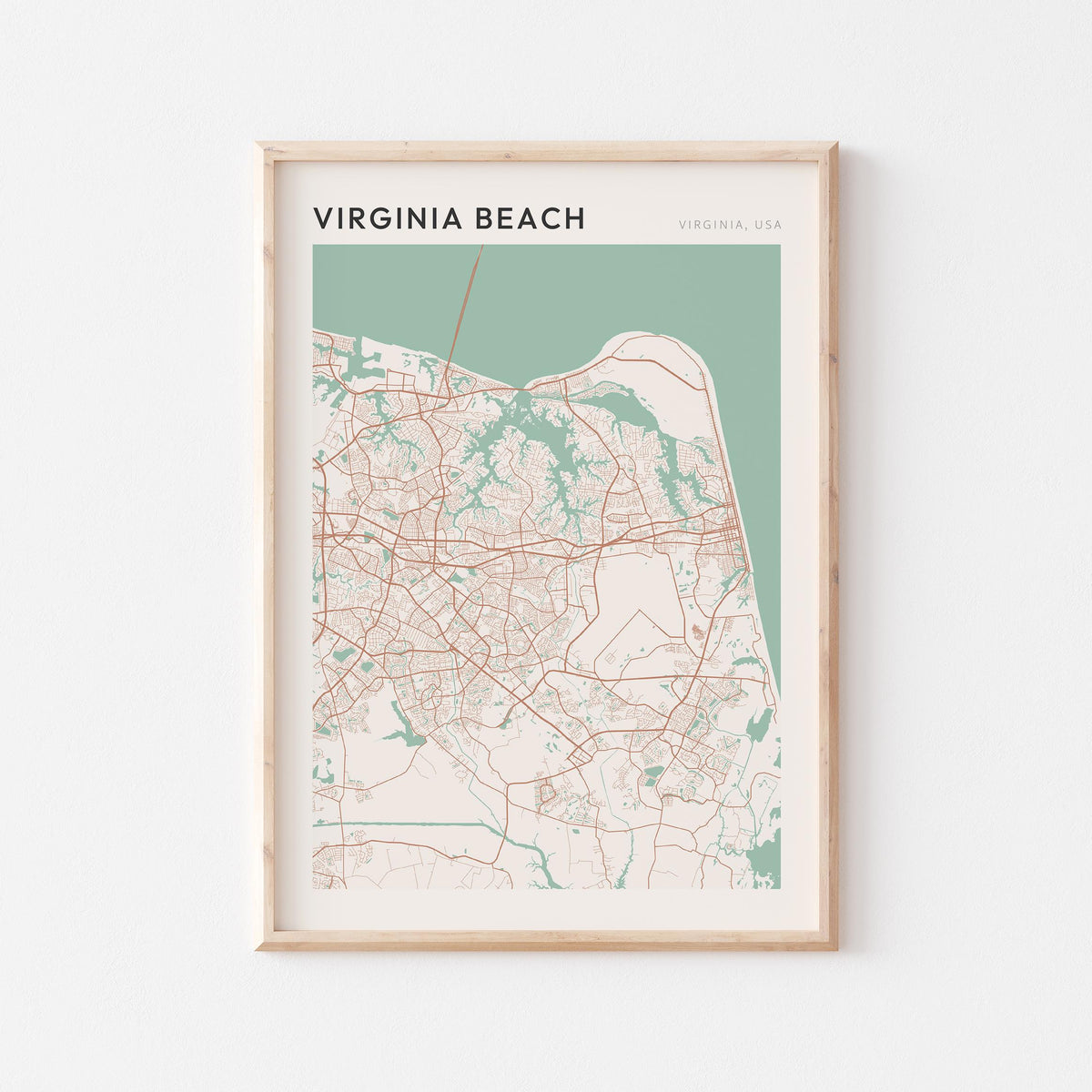 virginia beach, virginia map poster - image 1