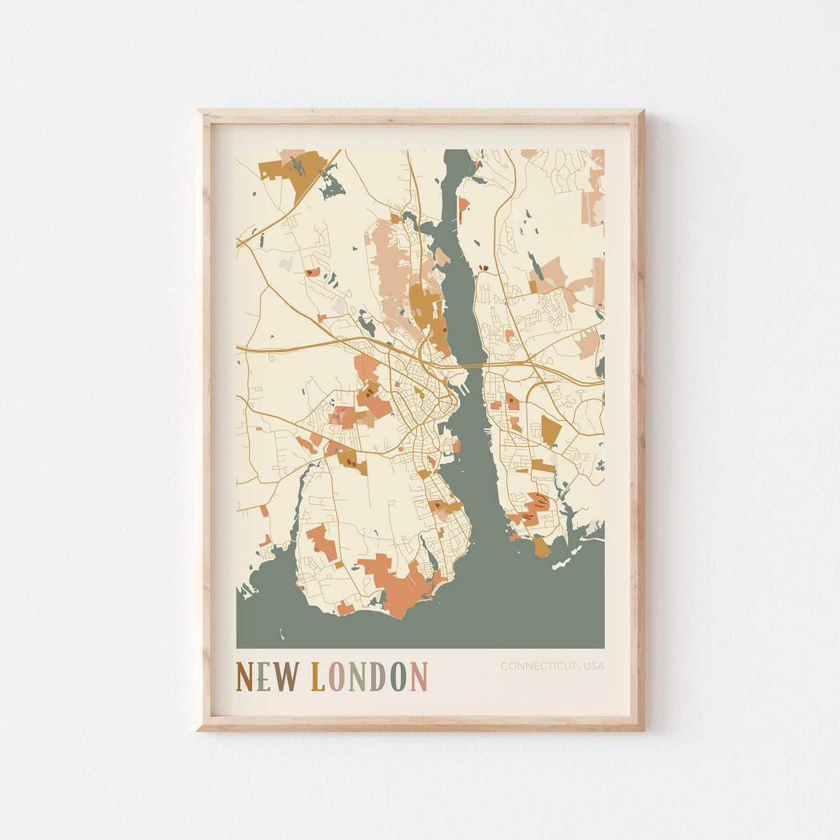 new london, connecticut map poster - image 1