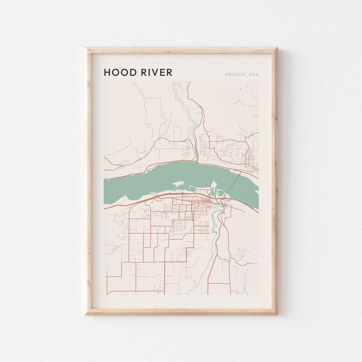 hood river, oregon map poster - image 1