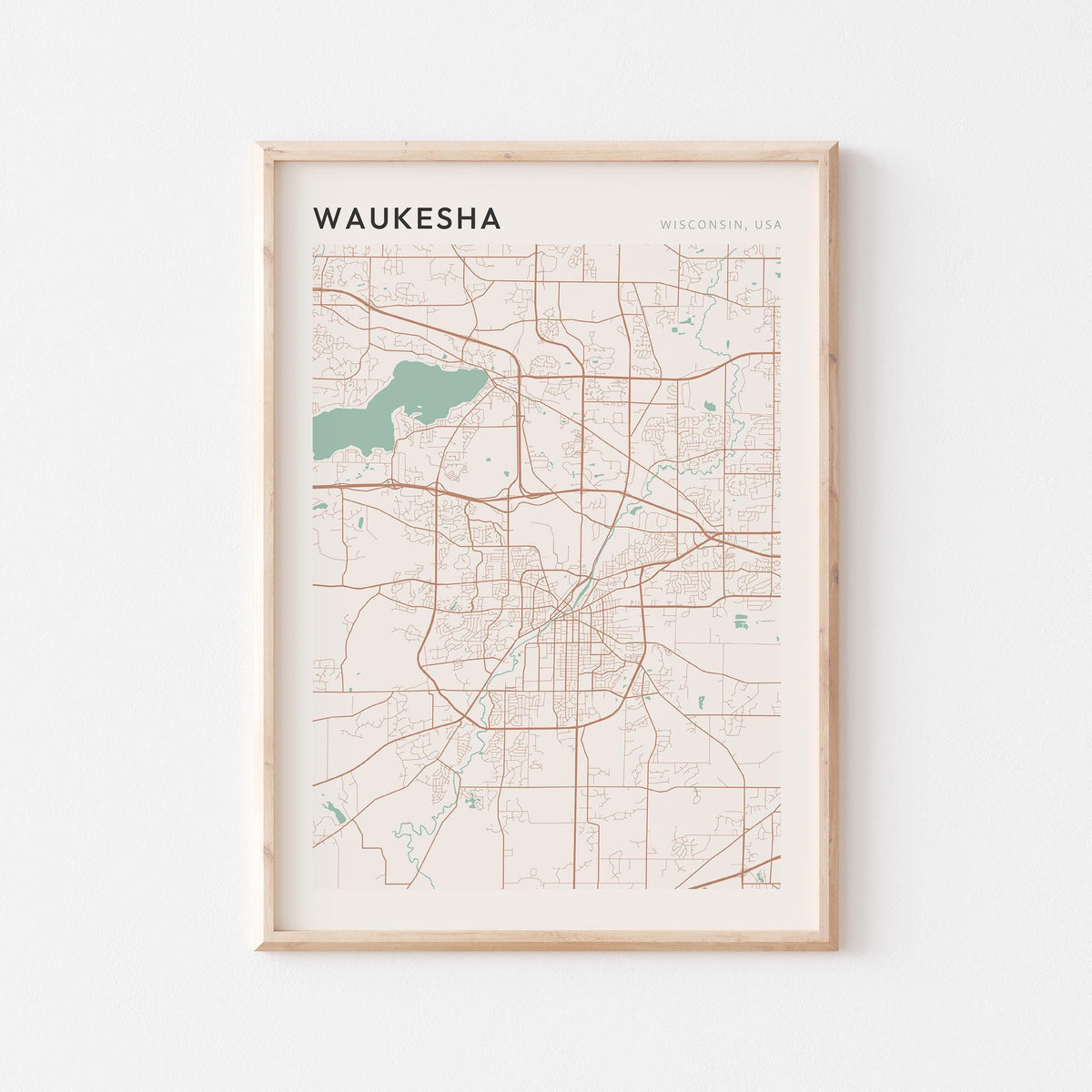 waukesha, wisconsin map poster - image 1