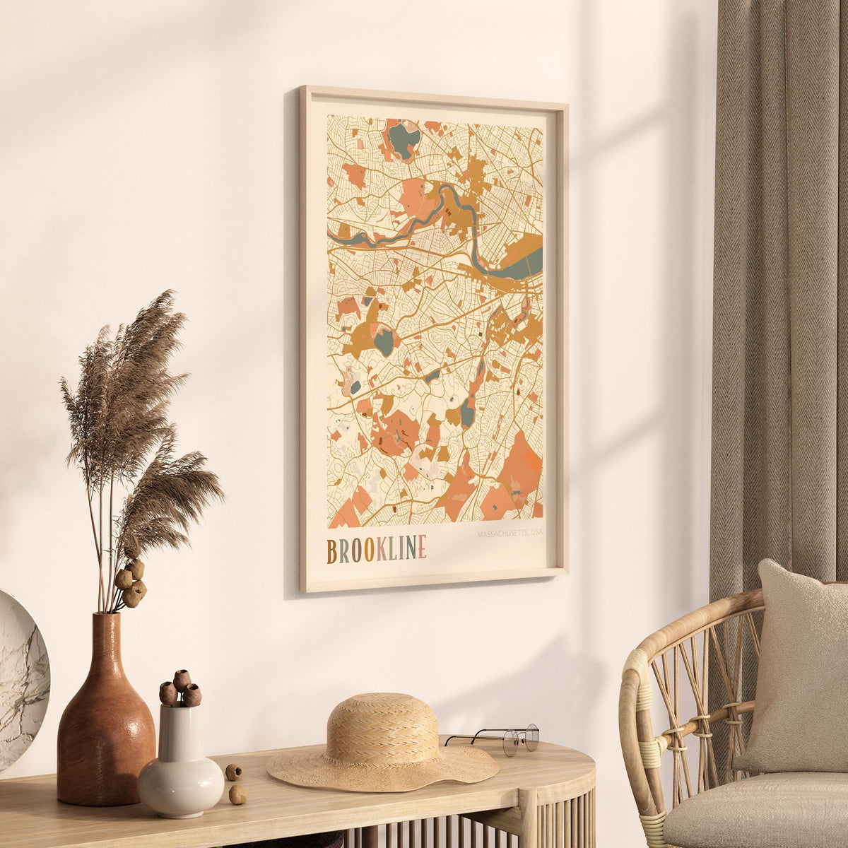 brookline, massachusetts map poster - image 3