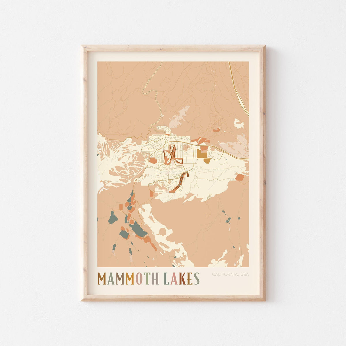 mammoth lakes, california map poster - image 1