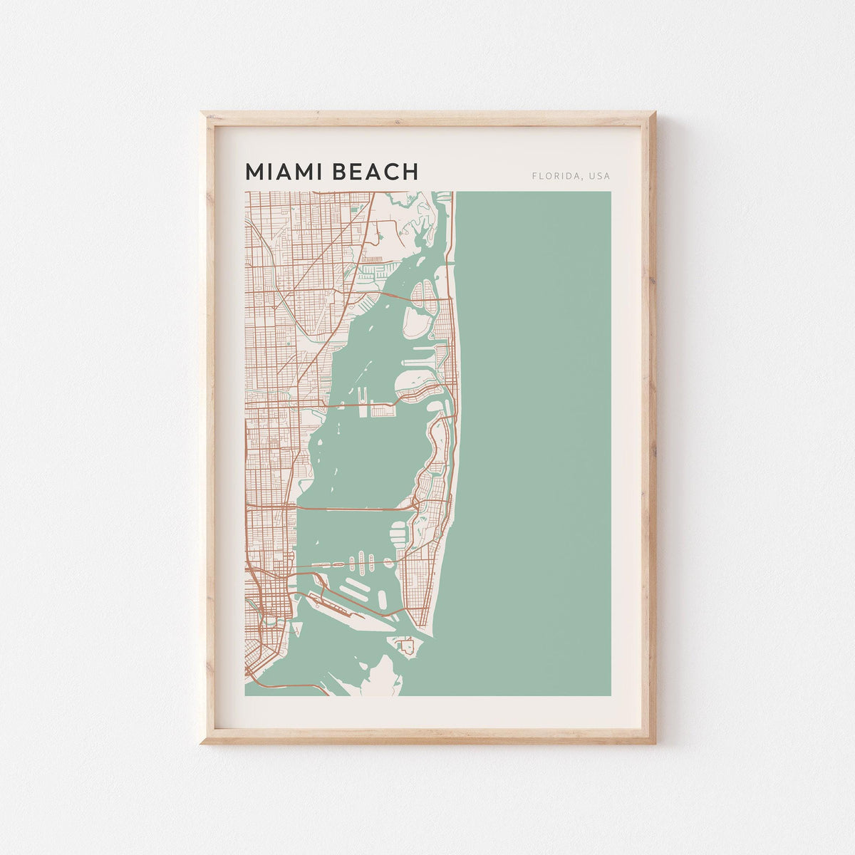 miami beach, florida map poster - image 1