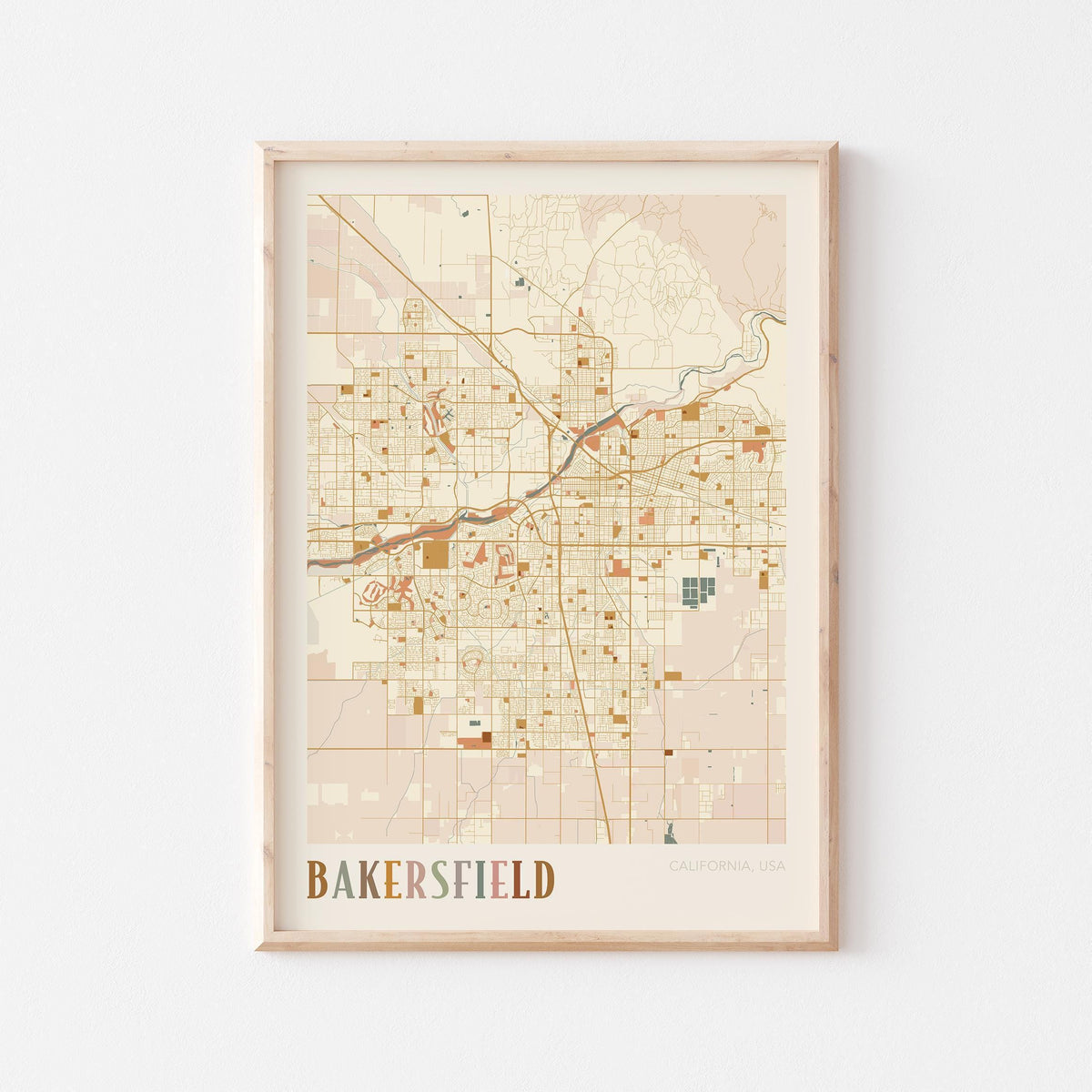 bakersfield, california map poster - image 1