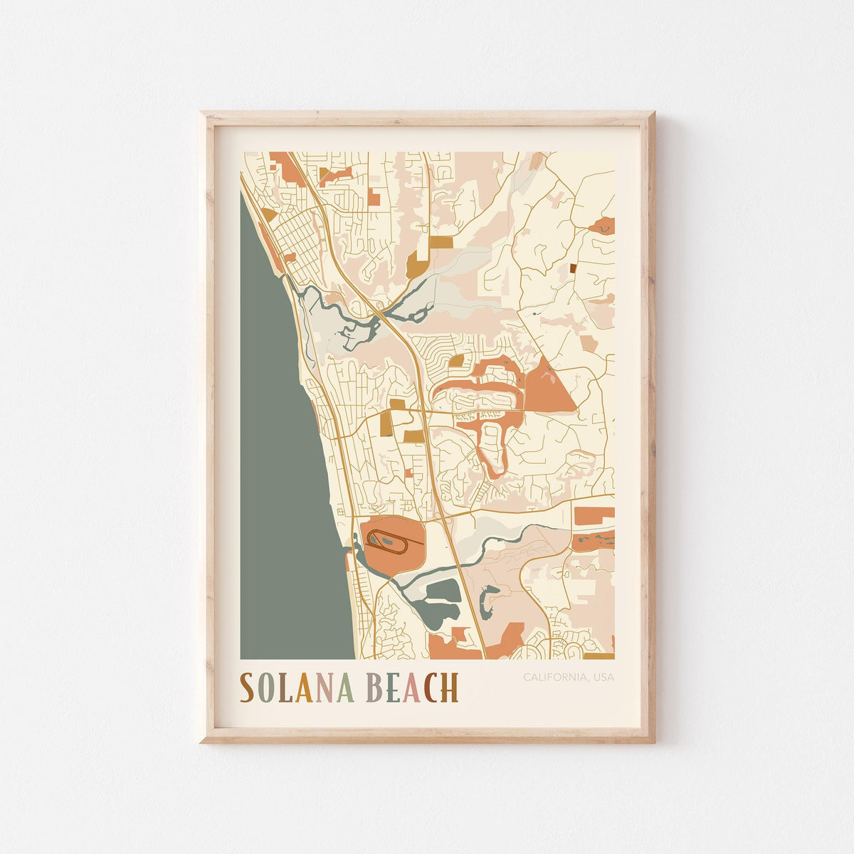 solana beach, california map poster - image 1