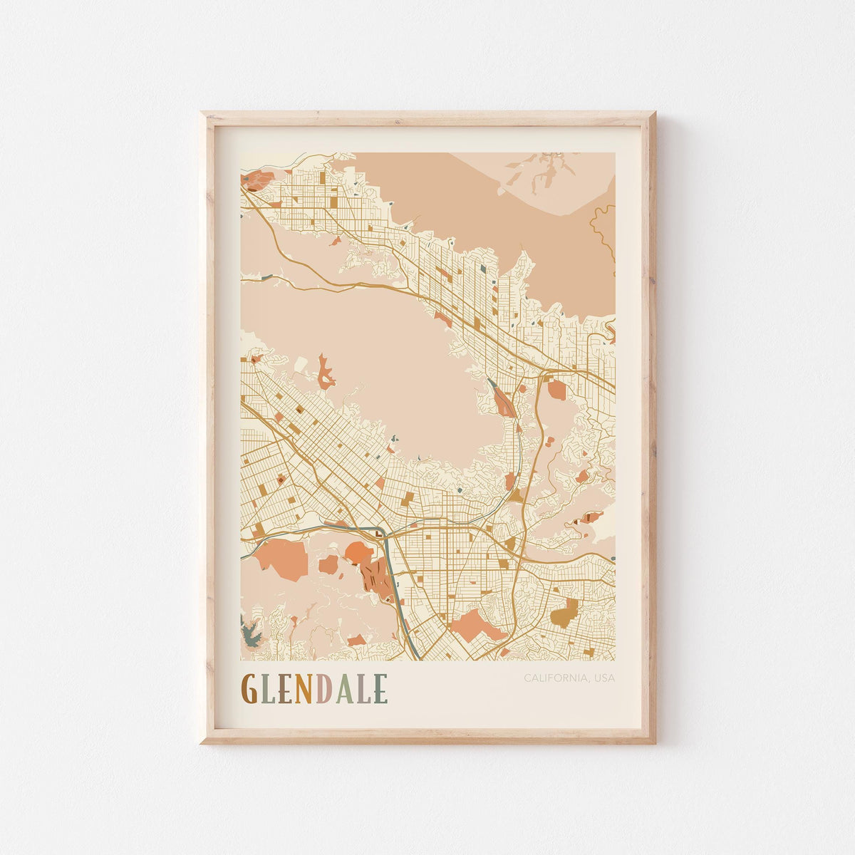 glendale, california map poster - image 1