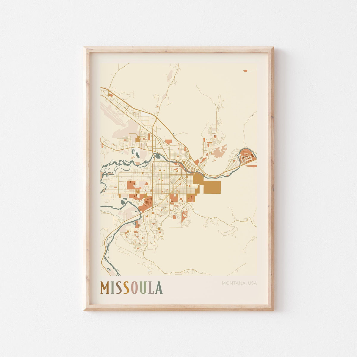 missoula, montana map poster - image 1