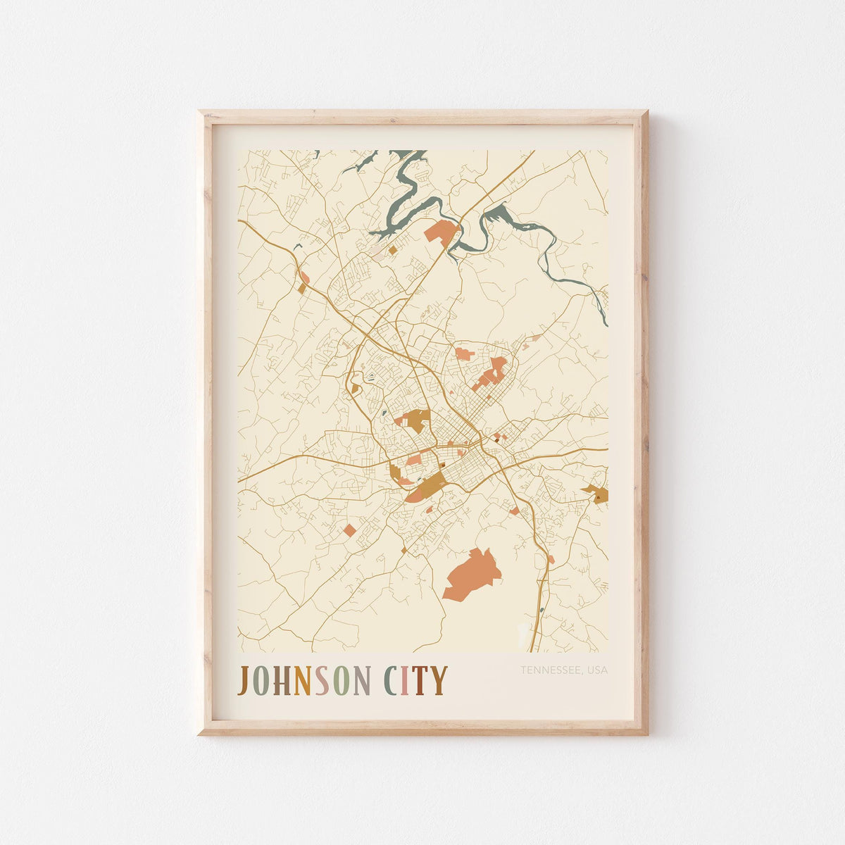 johnson city, tennessee map poster - image 1