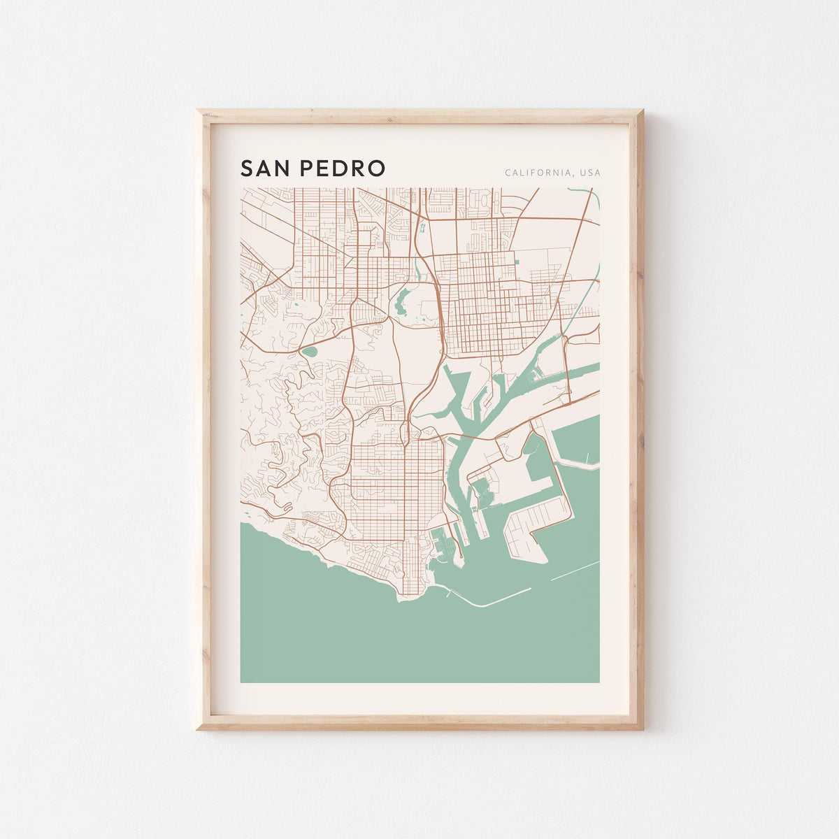 san pedro, california map poster - image 1