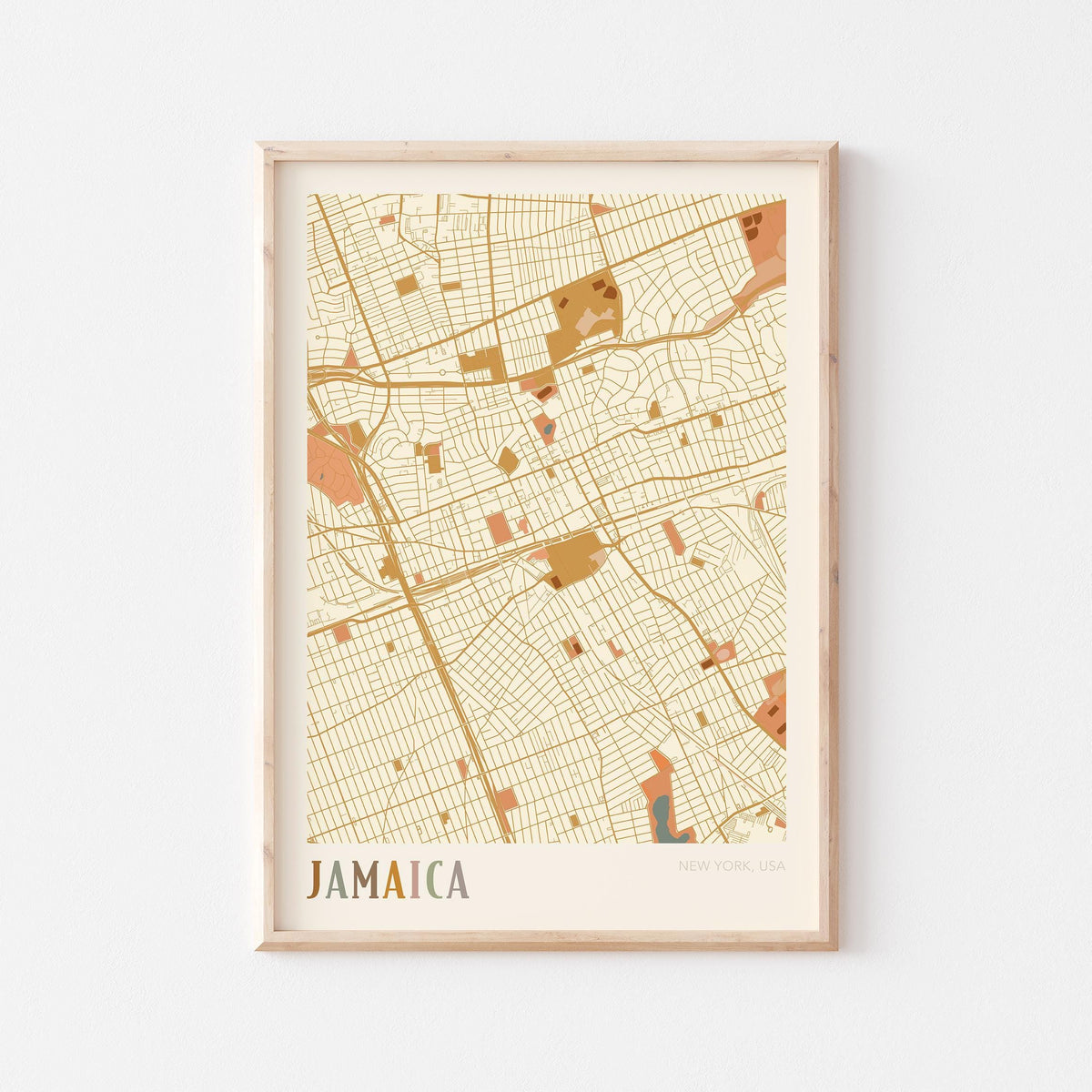 jamaica, new york map poster - image 1