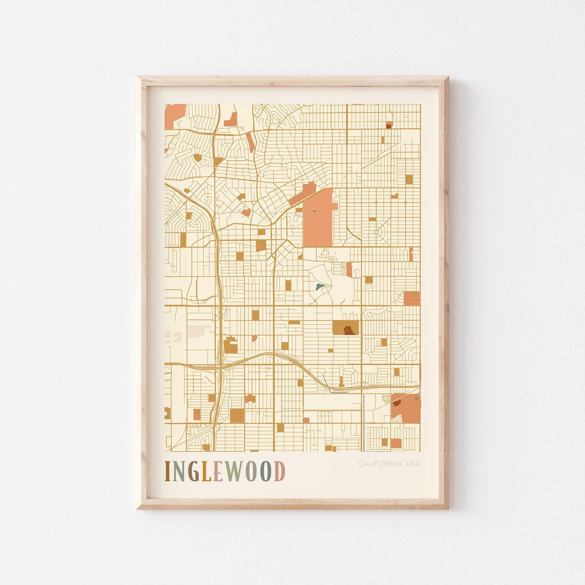 inglewood, california map poster - image 1