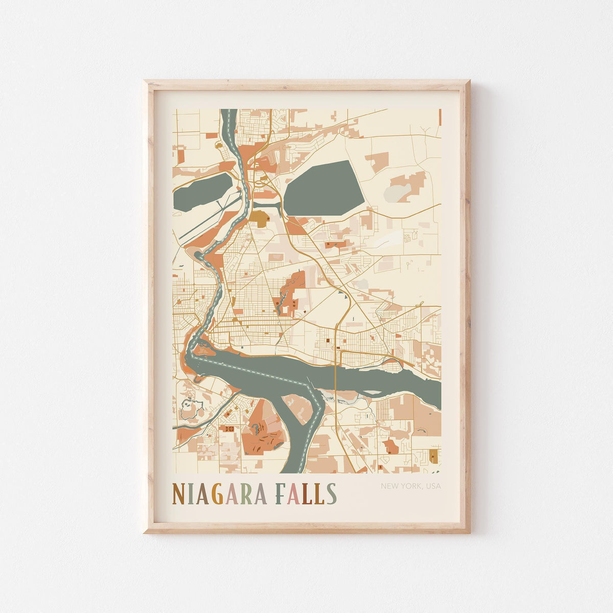 niagara falls, new york map poster - image 1