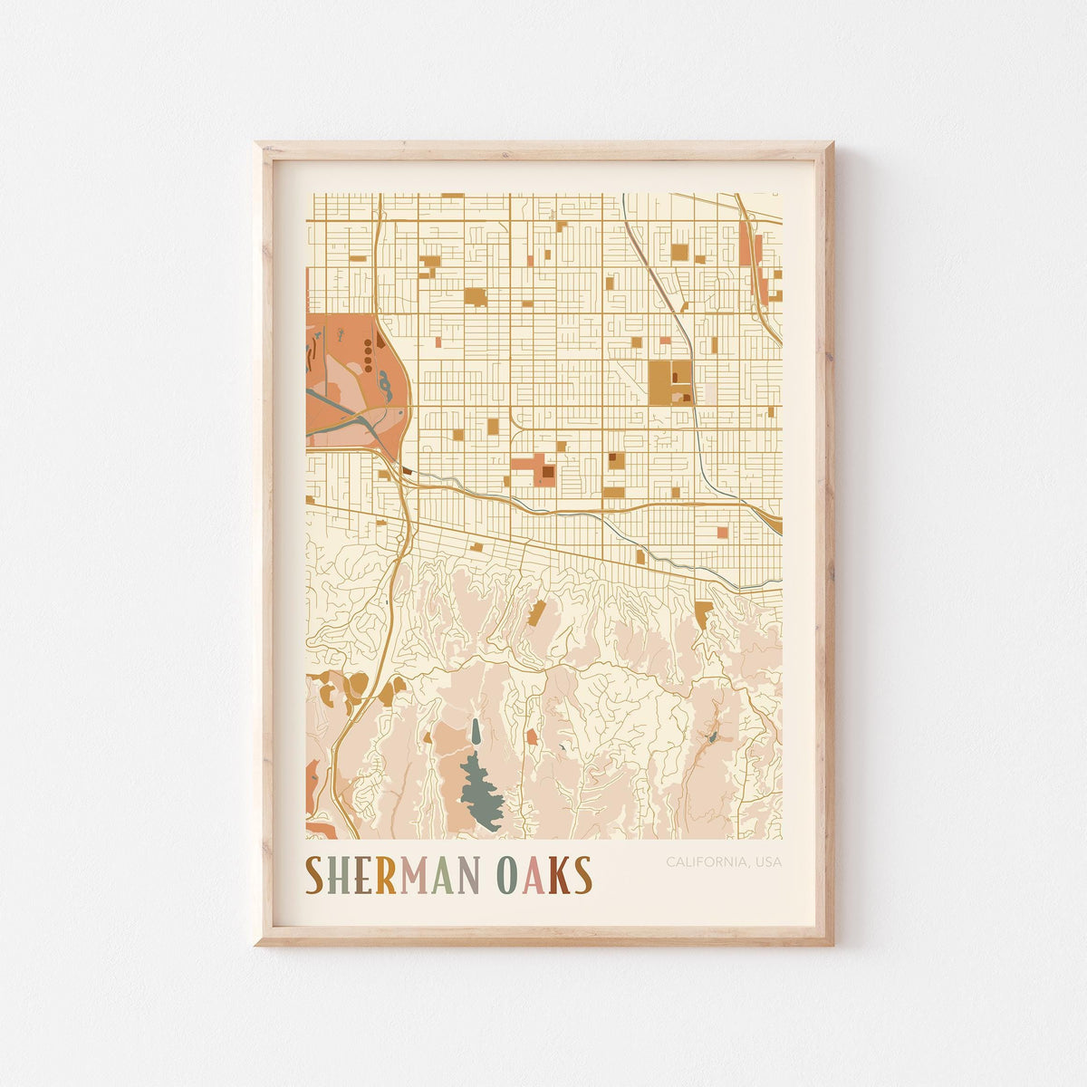 sherman oaks, california map poster - image 1