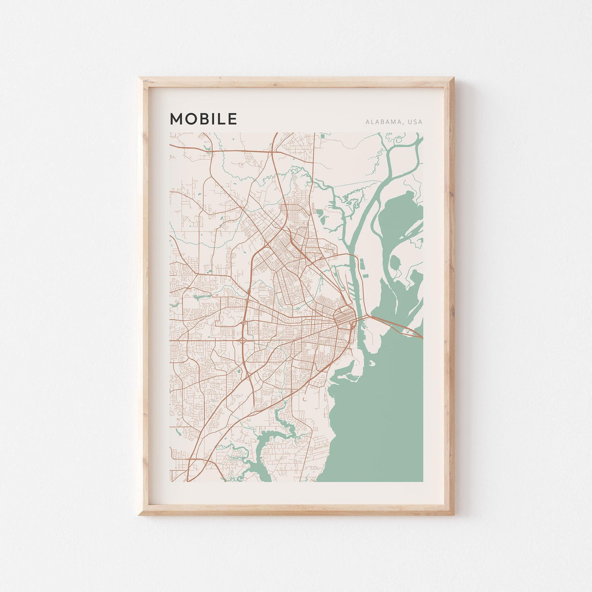 mobile, alabama map poster - image 1