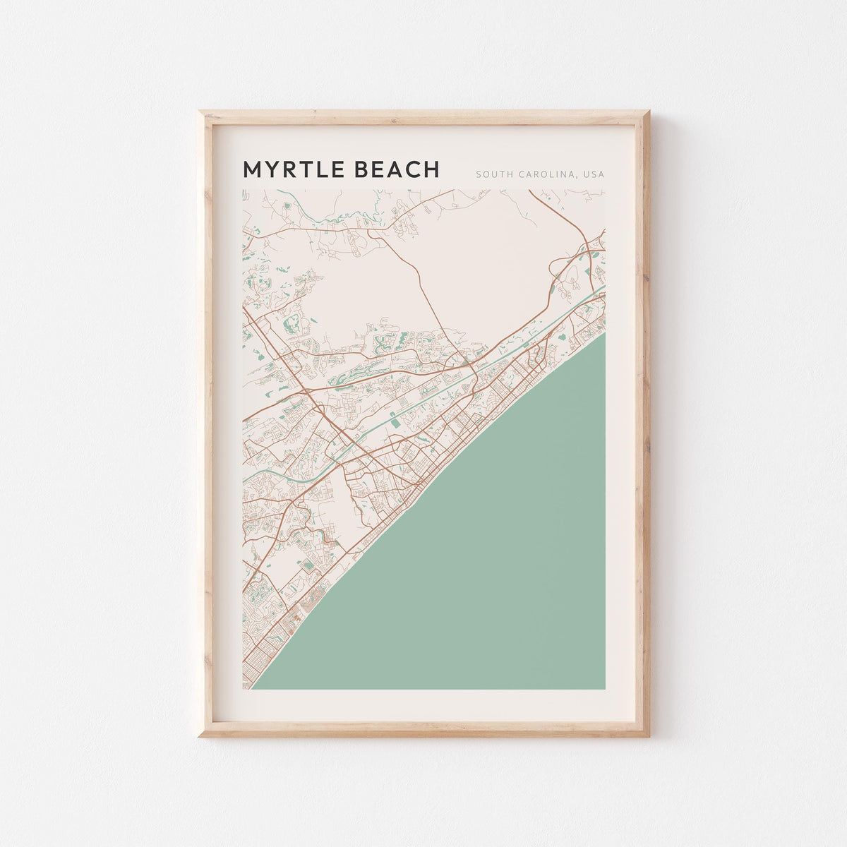 myrtle beach, south carolina map poster - image 1