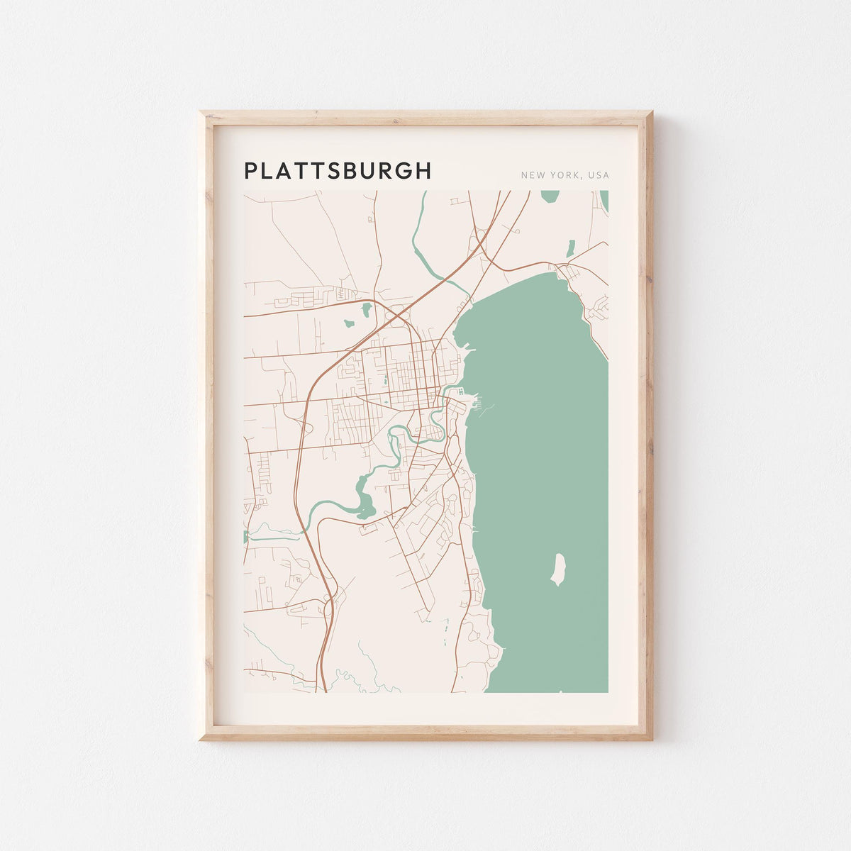 plattsburgh, new york map poster - image 1