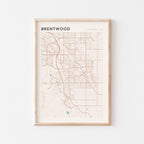 brentwood, california map poster - image 1