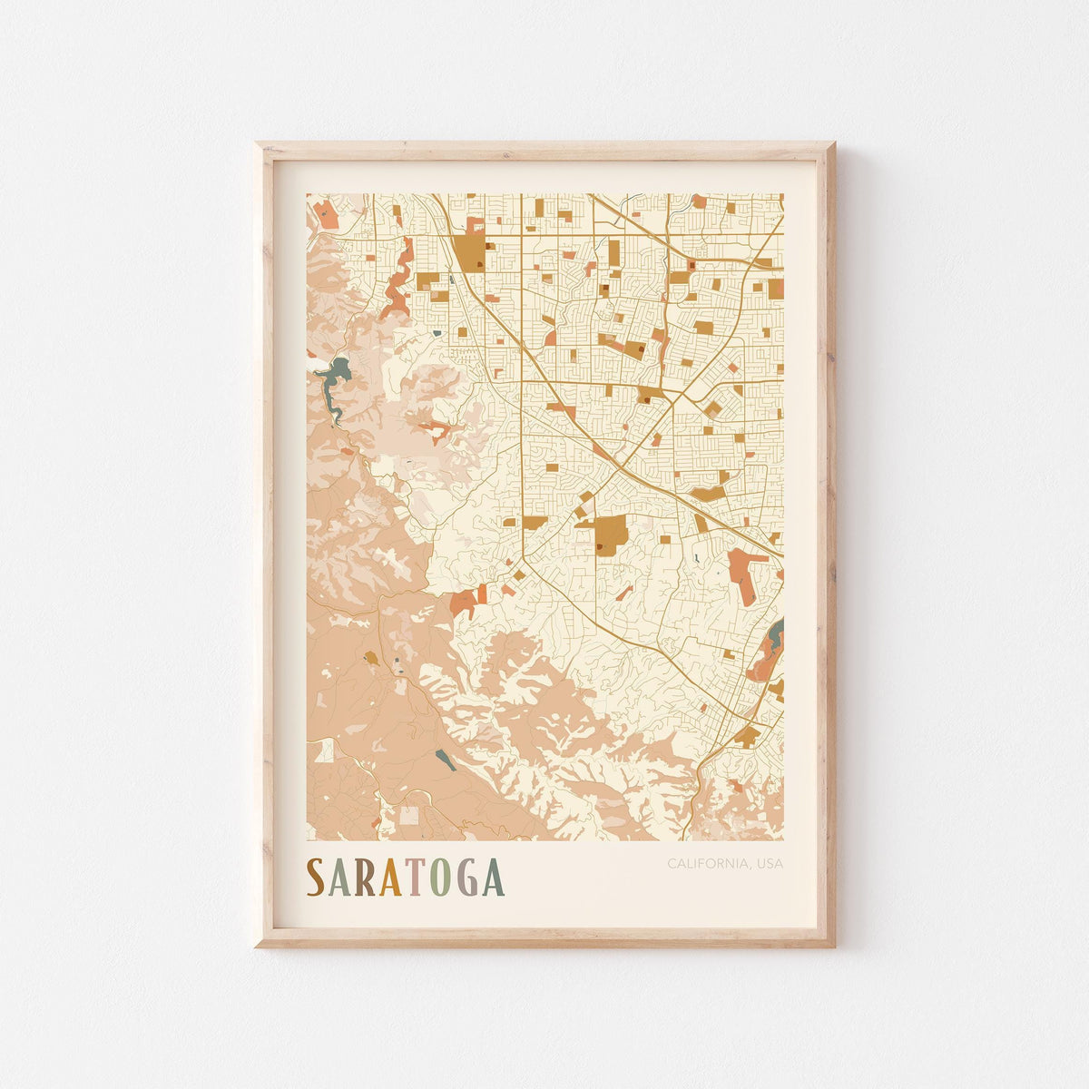 saratoga, california map poster - image 1
