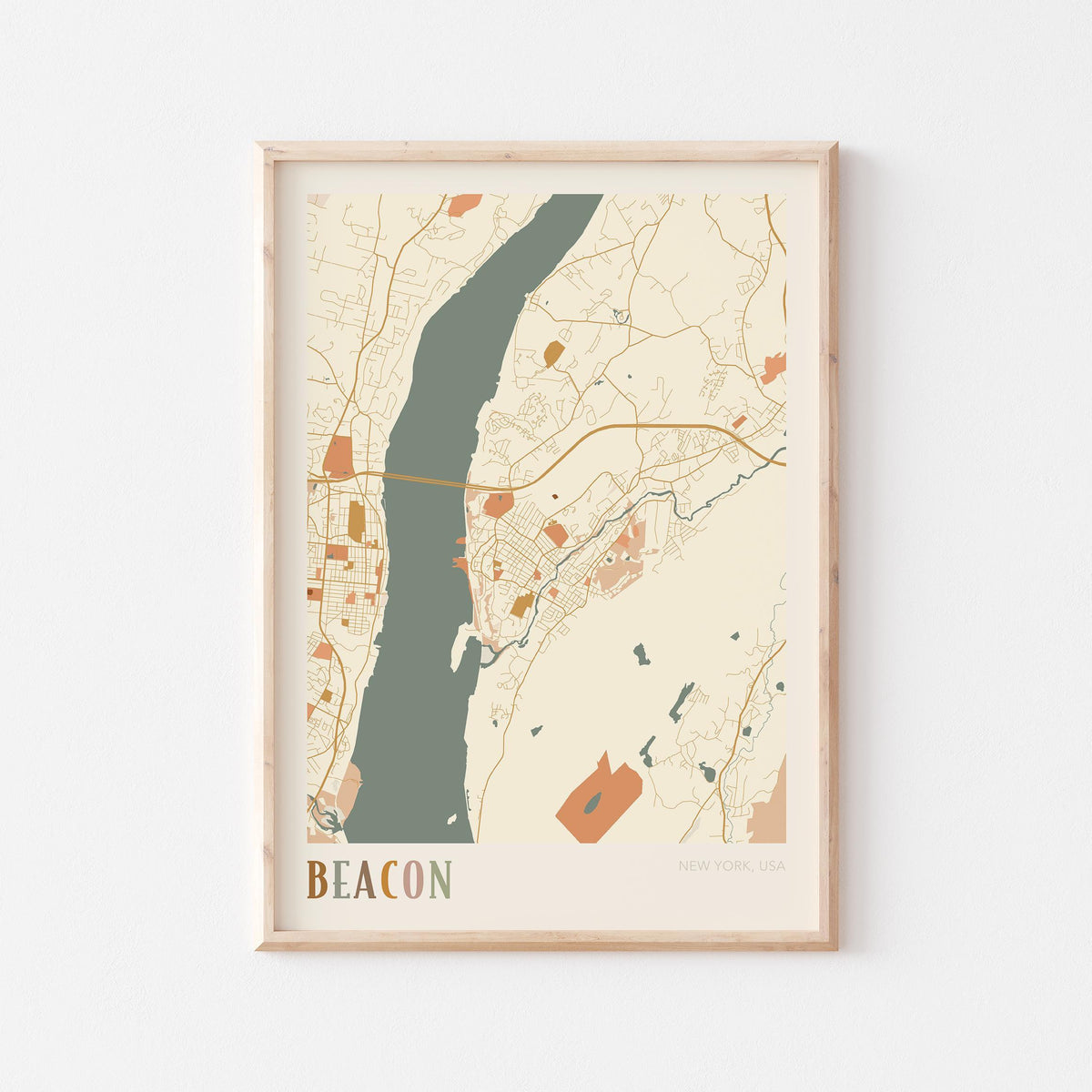 beacon, new york map poster - image 1