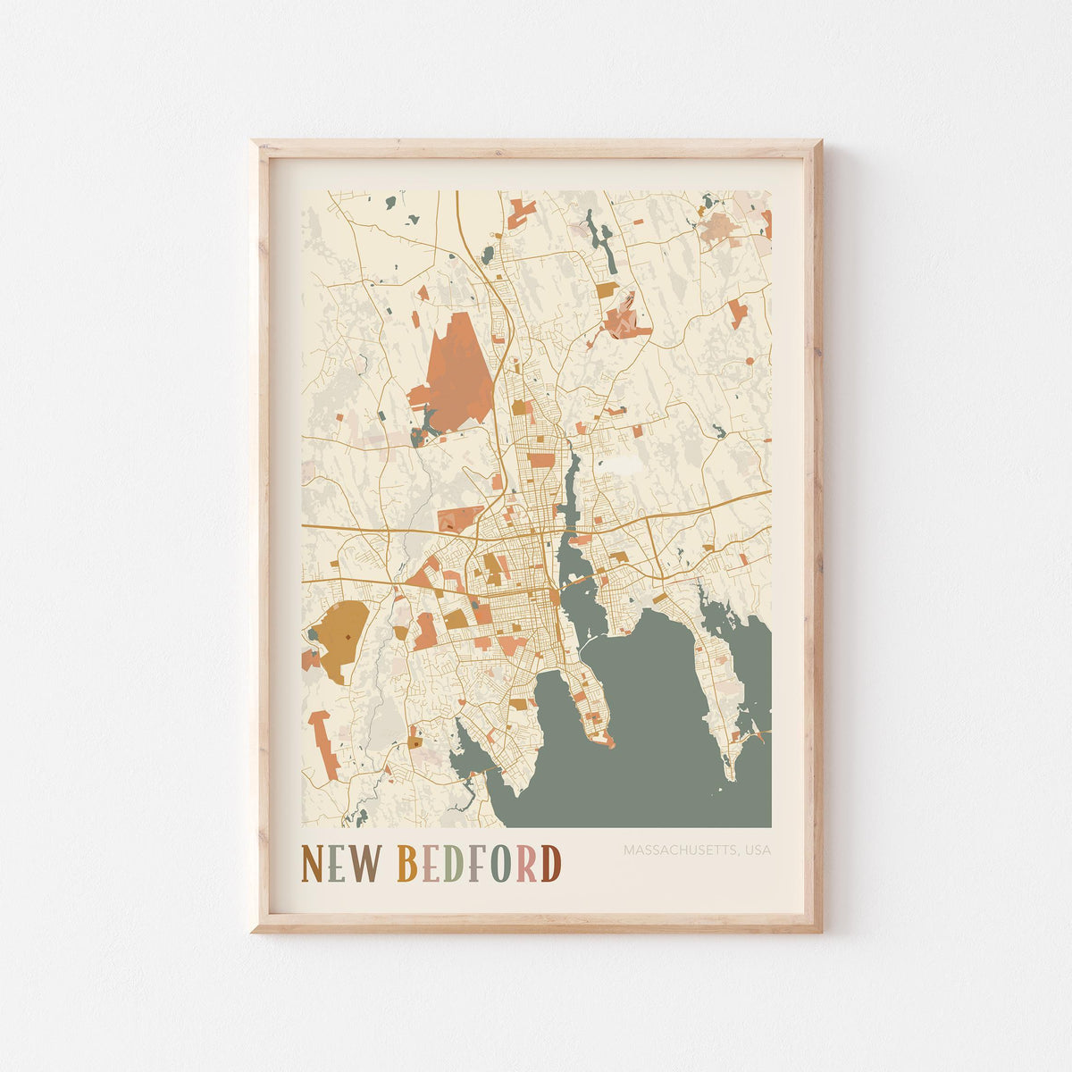 new bedford, massachusetts map poster - image 1