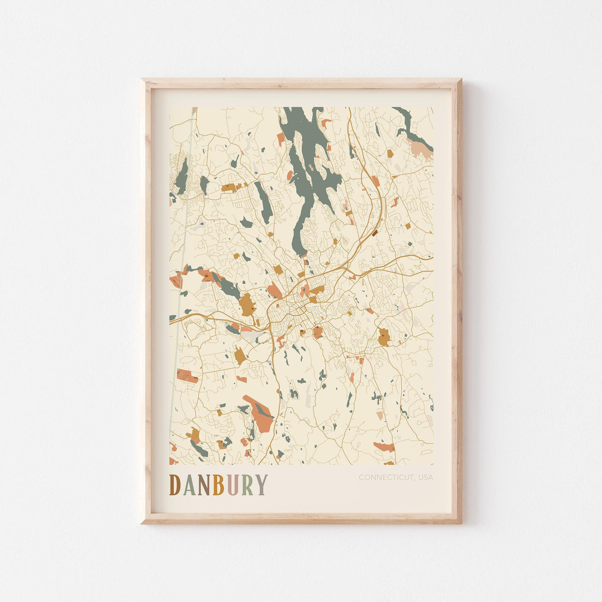 danbury, connecticut map poster - image 1