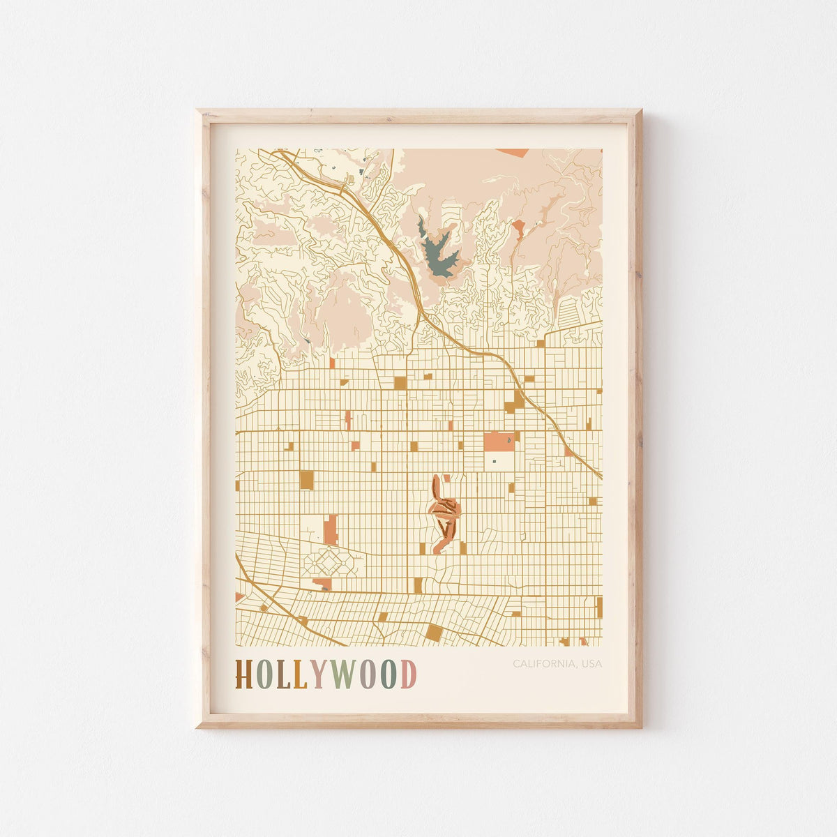 hollywood, california map poster - image 1