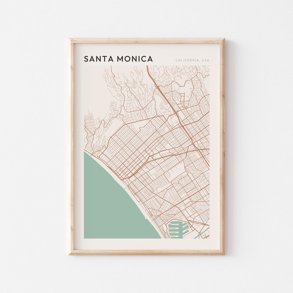 santa monica, california map poster - image 1