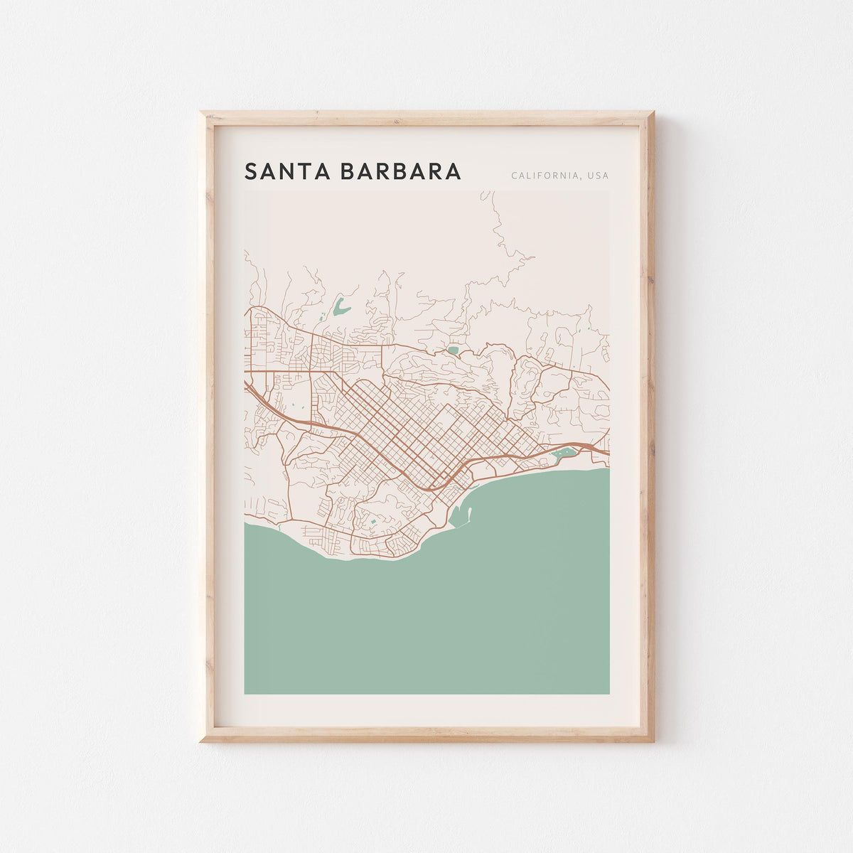 santa barbara, california map poster - image 1