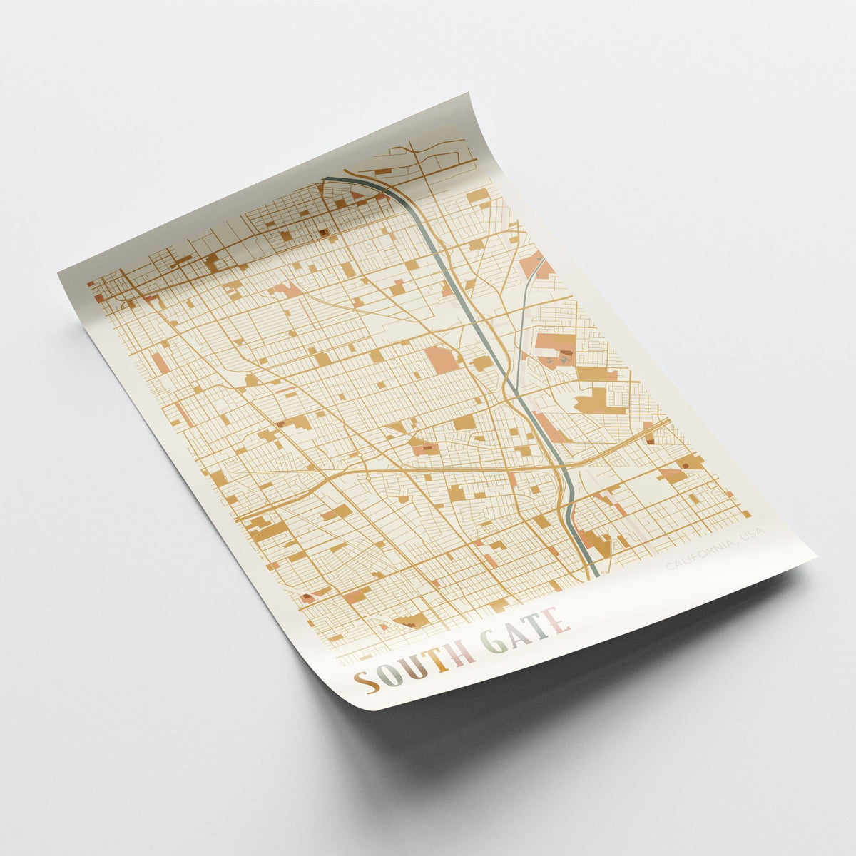 south gate, california map poster - image 4