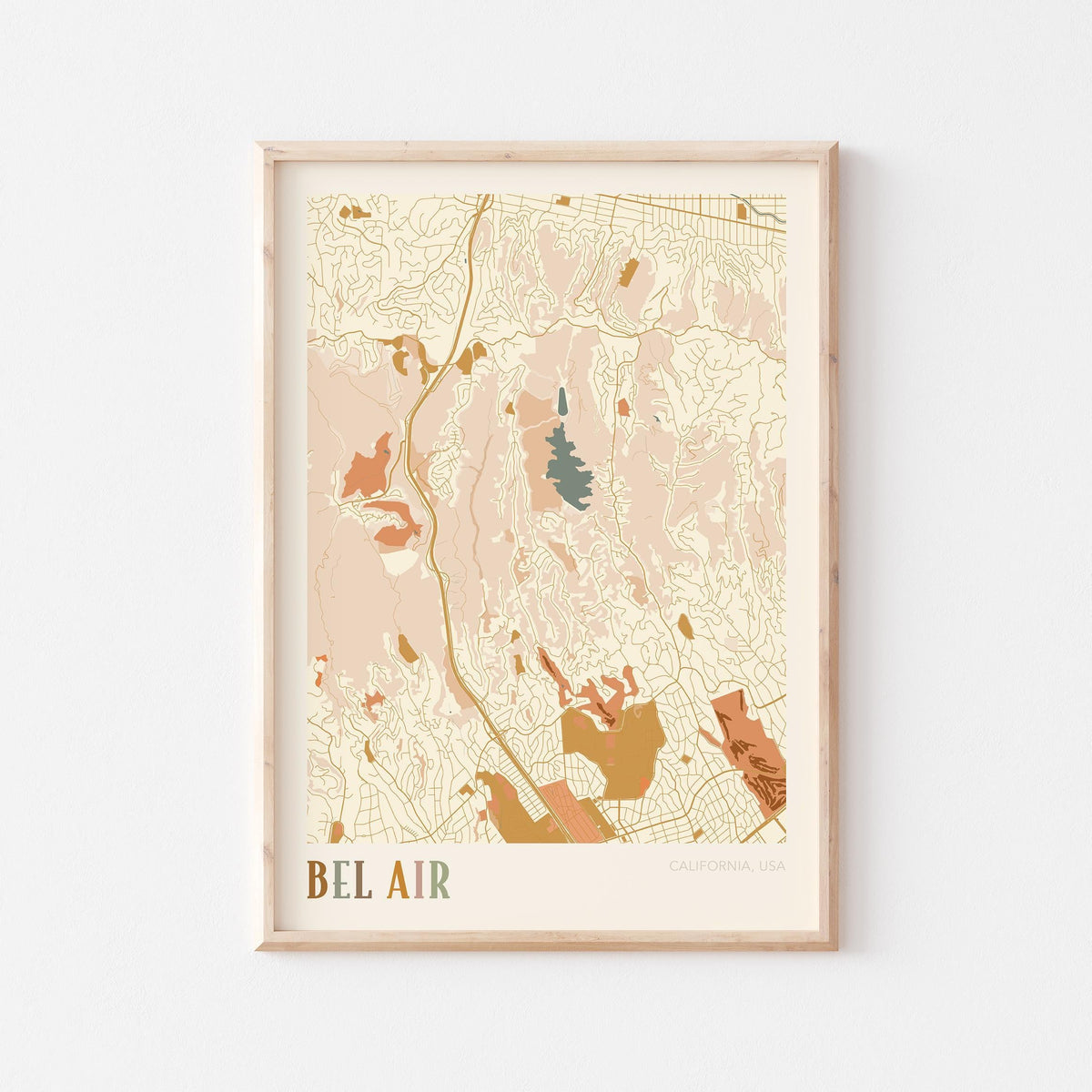 bel air, california map poster - image 1