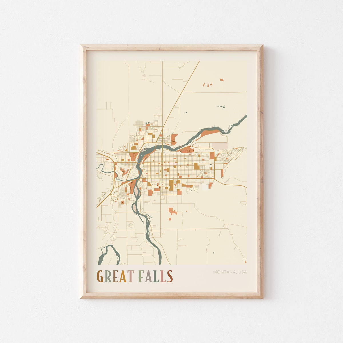great falls, montana map poster - image 1