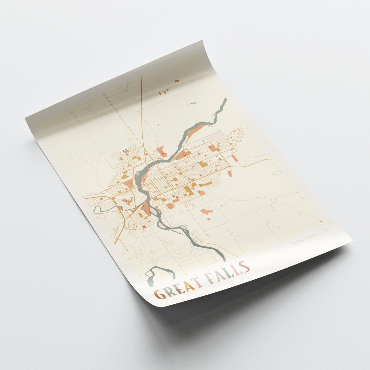 great falls, montana map poster - image 4
