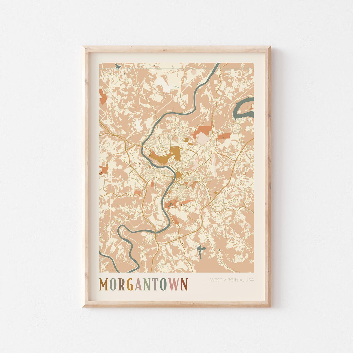 morgantown, west virginia map poster - image 1