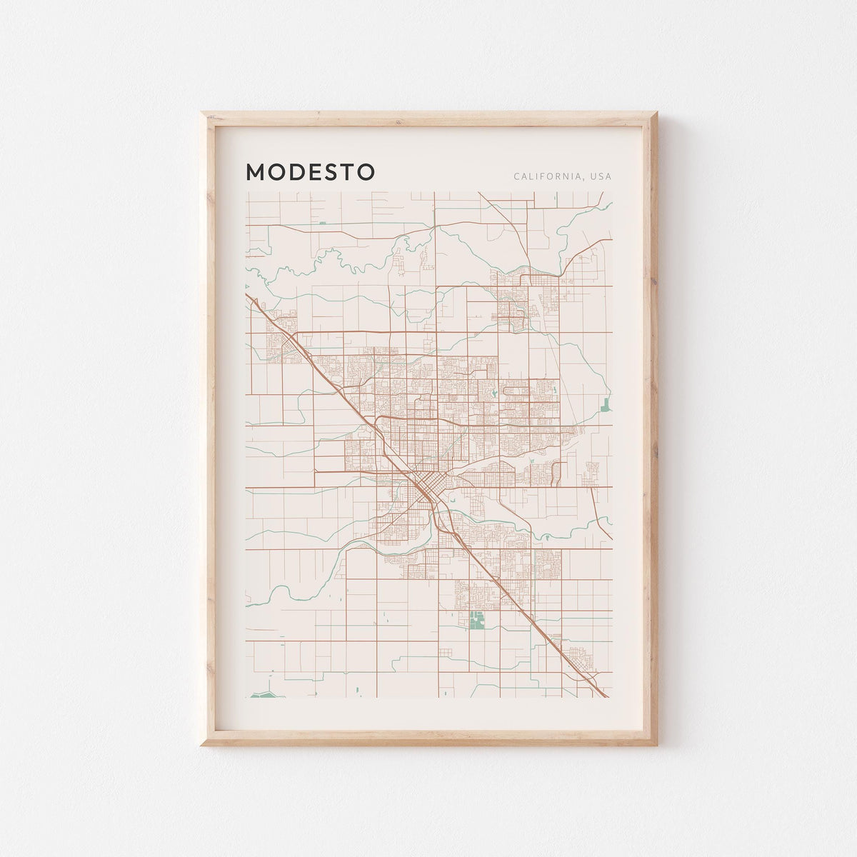 modesto, california map poster - image 1