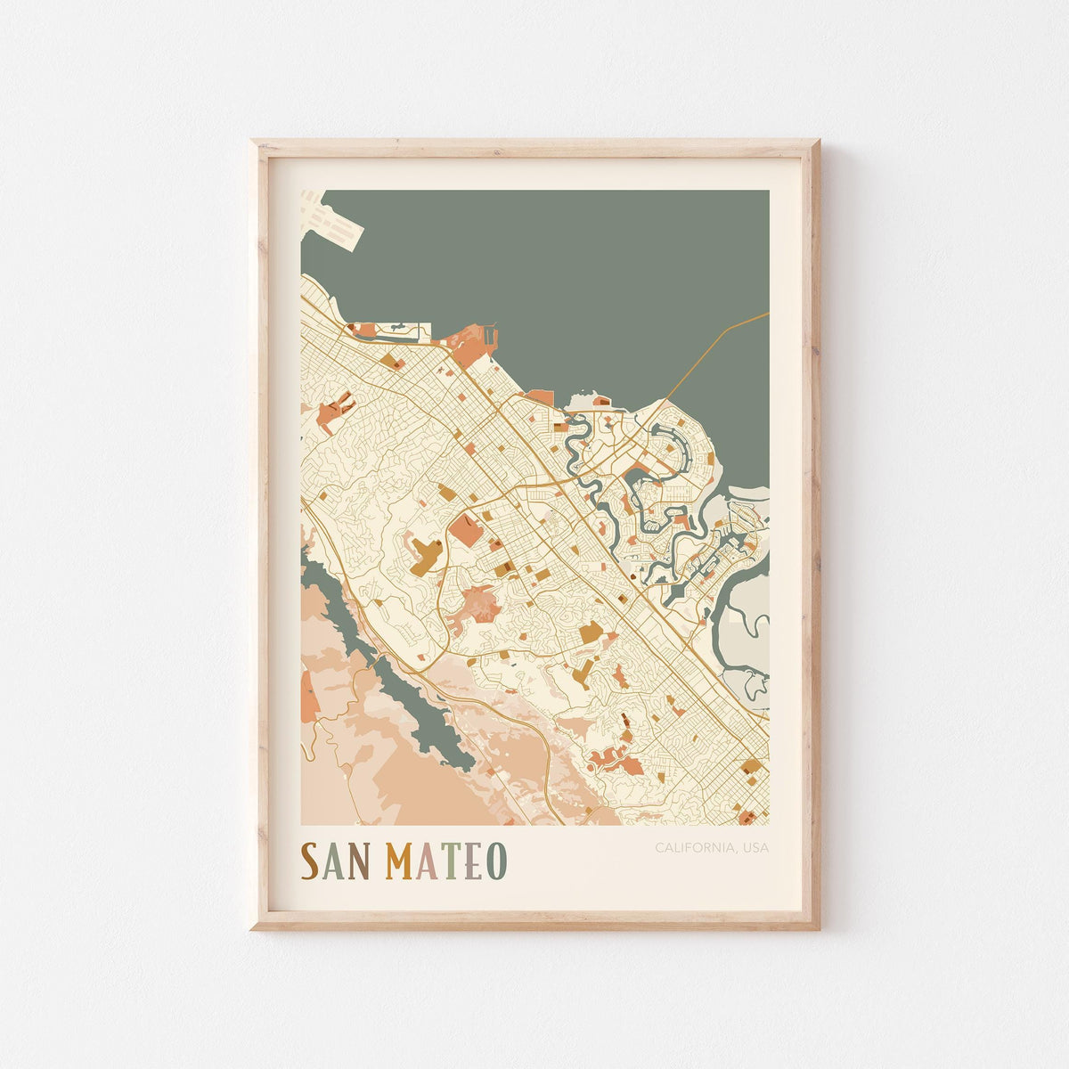 san mateo, california map poster - image 1