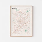 auburn, alabama map poster - image 1